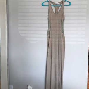 Hello Molly tan maxi with open sides and back.
